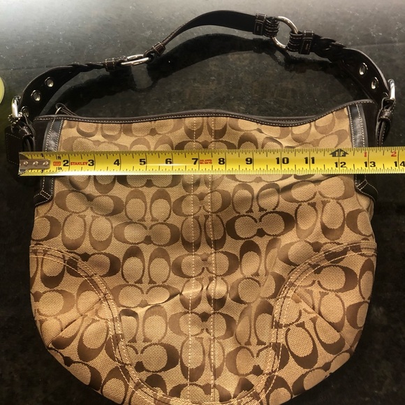Coach Hobo Shoulder Handbag in Signature Coach Brown w/ Silver Accents - Picture 10 of 11